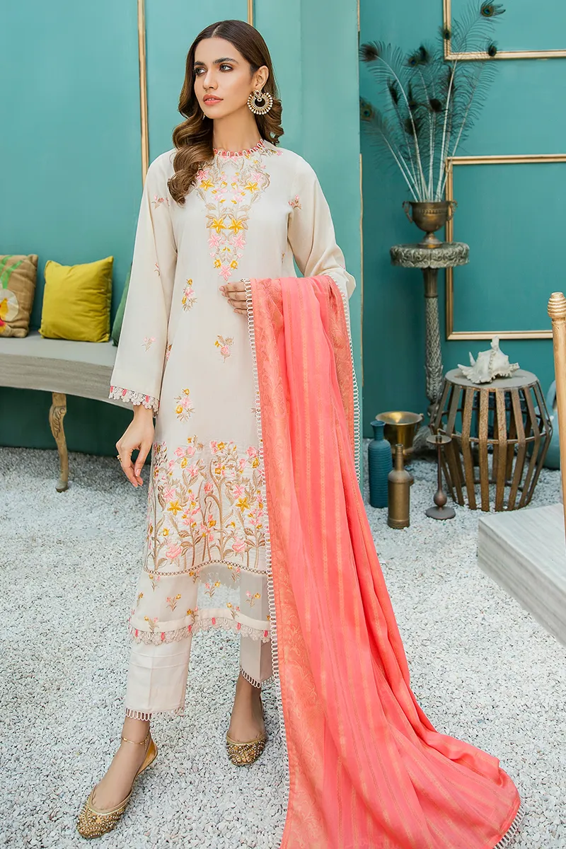 Aabyaan Luxury Lawn Collection 2021 – BEJ  (AL-04)