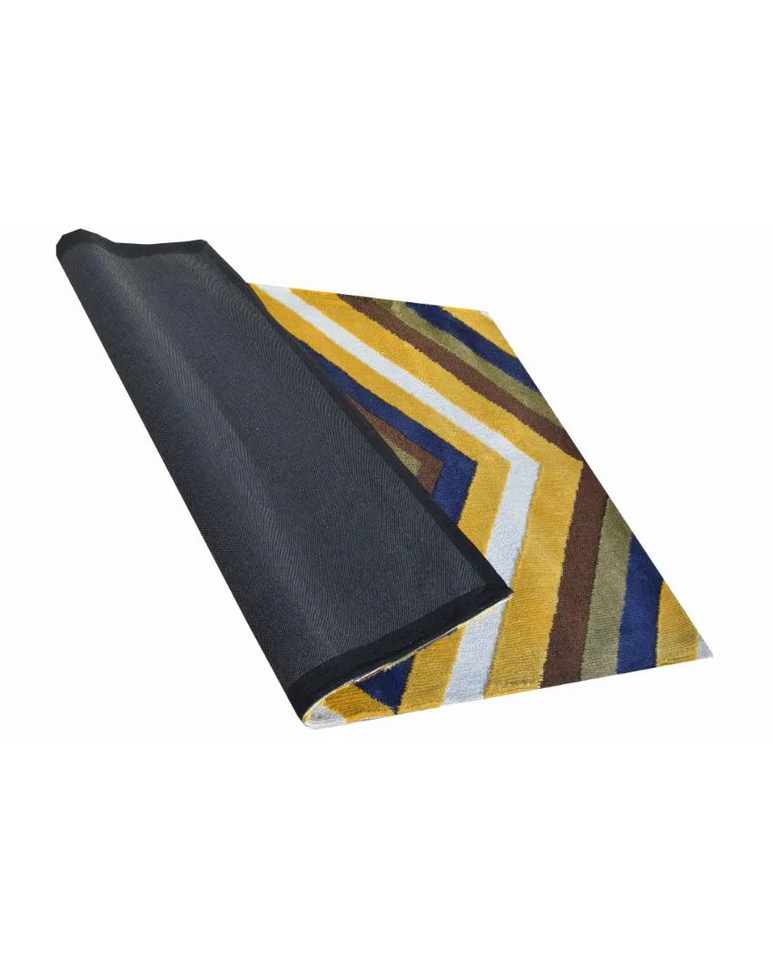 Elegant Abstract Yellow Polyester Carpet