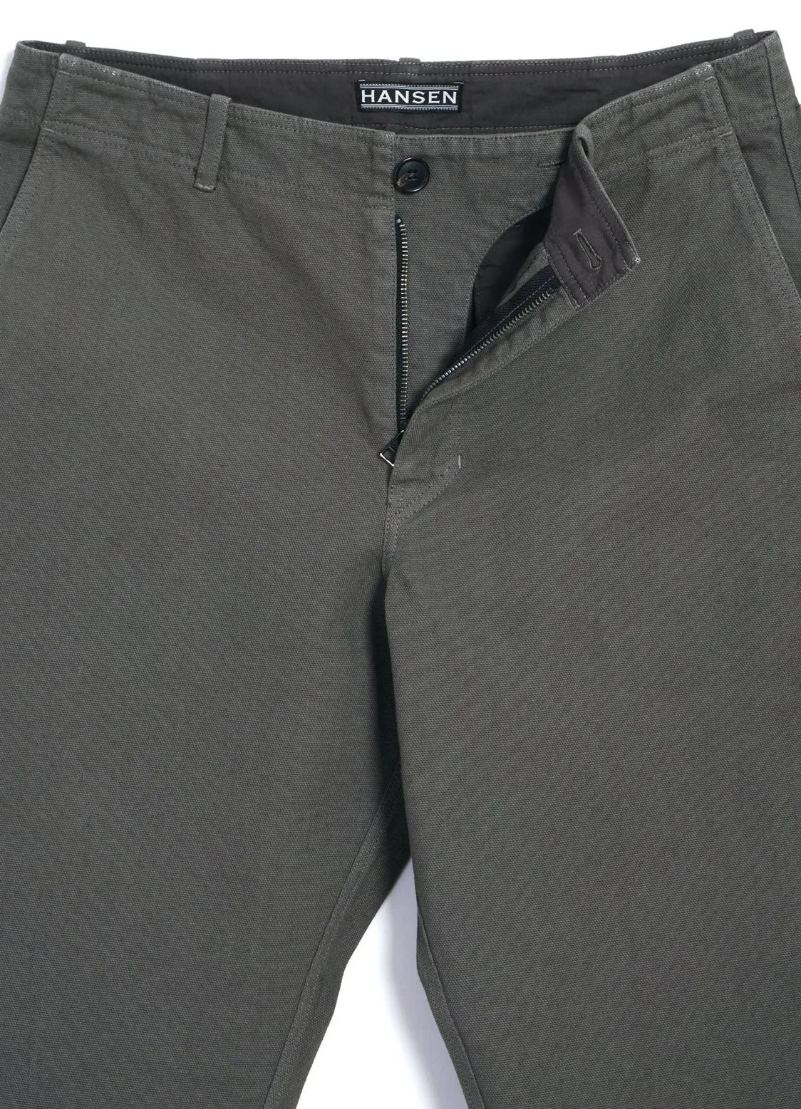 TRYGVE | Wide Cut Cropped Trousers | Green Grey